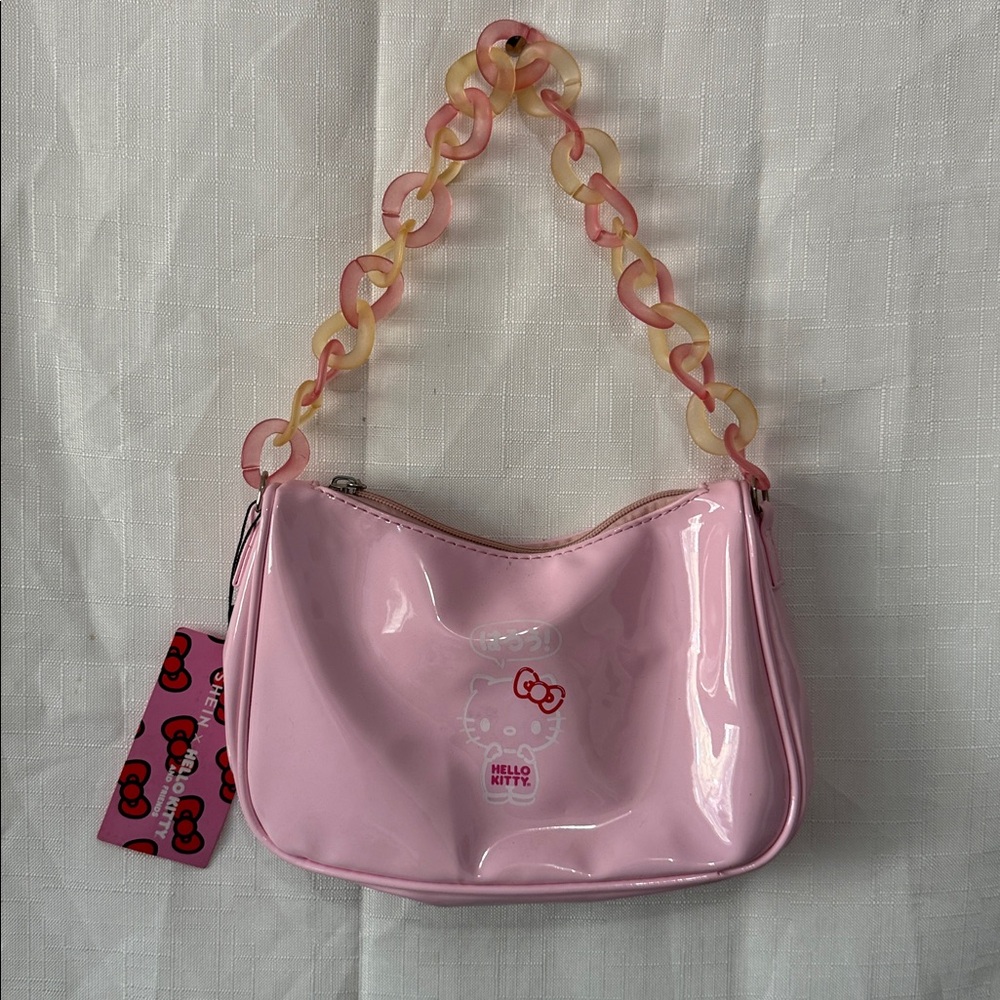 Hello Kitty Glossy Pink Handbag with Chain